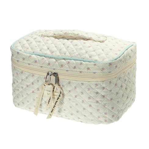 Unique Bargains Cotton Large Travel Aesthetic Cute Floral Pattern Makeup Bag  Beige 1 Pc : Target