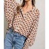 Women's Geometric Printed Button Down Bubble Sleeve Top - ee:some - 3 of 4