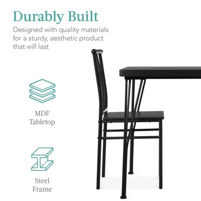 Black Metal and Wood 5-Piece Dining Set with 4 Chairs