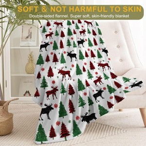 Lomsoe Christmas Decorative Throw Blanket White Snowy Tree and Green Forest Print Decoration, Soft Flannel Winter Blanket for Bed Sofa. - 1 of 4