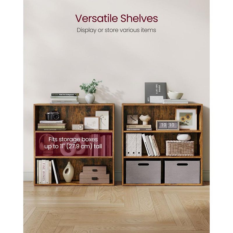 VASAGLE Bookshelf, 31.5 Inches Wide, 3-Tier Open Bookcase with Adjustable Storage Shelves, Floor Standing Unit, 4 of 9