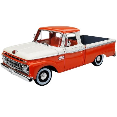 1965 Ford F-100 Custom Cab Pickup Truck Orange and White with Orange Interior 1/18 Diecast Model Car by SunStar