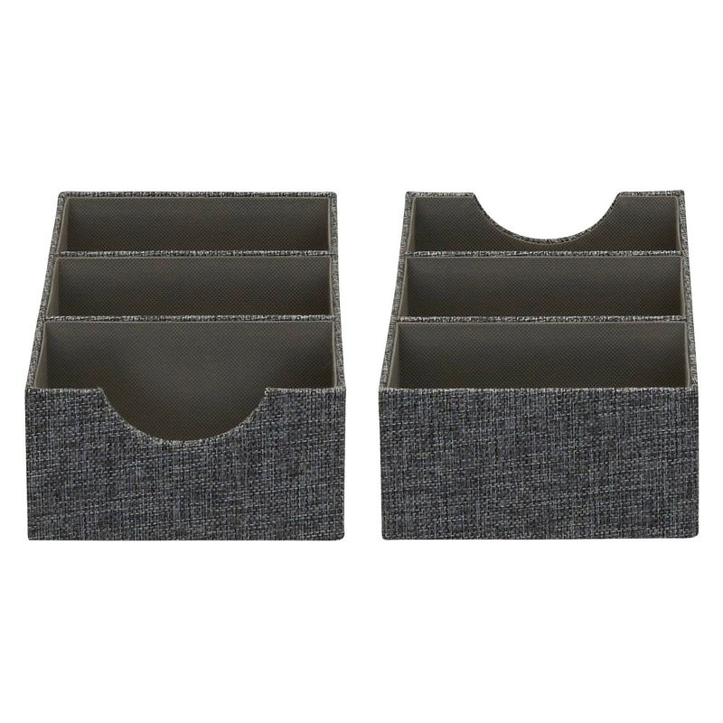 Household Essentials Set of 2 3-Section Drawer Trays Graphite Linen, 5 of 10