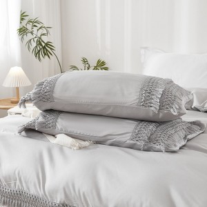 Macrame Tassel Pillowcases – Soft Decorative Pillow Covers with Fringe, Boho Style Deep Pocket Design, Queen/King/Body Options - 1 of 4