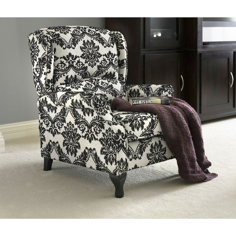 Upholstered Wing Press-Back Recliner Black/Cream - Buylateral, 3 of 6