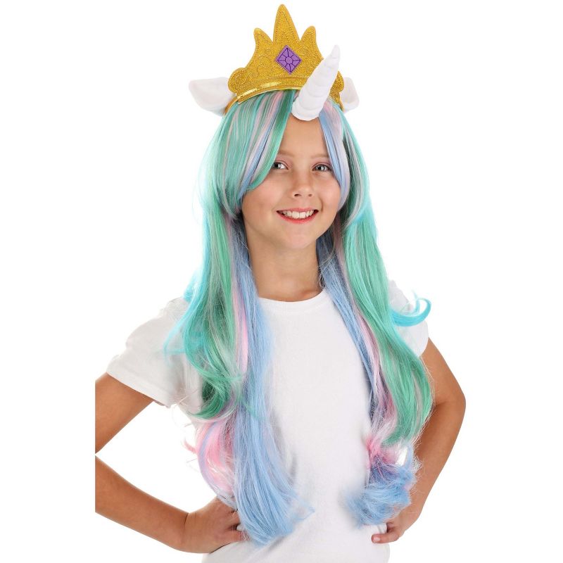 HalloweenCostumes.com One Size Fits Most  Girl  My Little Pony Kid's Princess Celestia Wig, Pink/Blue/Blue, 1 of 4