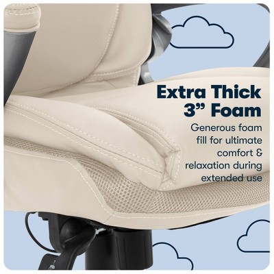 Ergonomic Cream Bonded Leather Executive Office Chair with AIR Lumbar Support