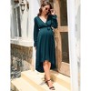Clearlove Maternity Asymmetrical Hem Ruffle Dress Long Sleeve Tiered High Low Pregnancy Maxi Dress - 3 of 4