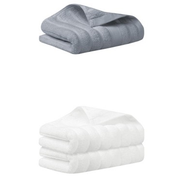 REGALWOVEN 3 Pack Solid Striped Cotton Hand Towels for Bathroom, Kitchen, Gym 14" x 30"