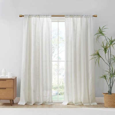 MAYEERTY Linen Blend Light Filtering Curtain Panel Pair(2 Pcs Window Panels)