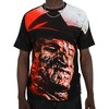 A Nightmare On Elm Street Big Print Freddy Crew Neck Short Sleeve Adult T-shirt - 3 of 4