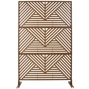 Grungis Matrix Metal Decorative Patio Screens,Freestanding Privacy Fence Panels in Triangular Stripes Pattern for Balcony Patio,76" H×48" W - 1 of 4