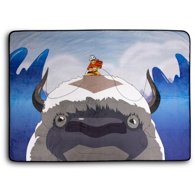 Surreal Entertainment Avatar: The Last Airbender Aang and Appa Fleece Throw Blanket | 45 x 60 Inches