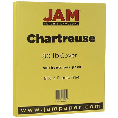 JAM Paper Matte 80lb Colored Cardstock 8.5 x 11 Coverstock Chartreuse Green 16729227