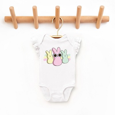 The Juniper Shop Chillin With My Peeps Sunglasses Baby Flutter Sleeve Bodysuit