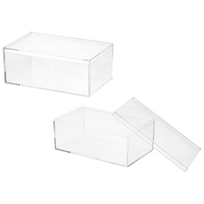 Unique Bargains Acrylic Cube Storage Collectible Display Boxes 2 Pcs Clear