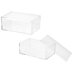 Unique Bargains Acrylic Cube Storage Collectible Display Boxes 2 Pcs Clear - 1 of 4