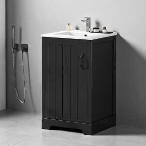 20" Bathroom Vanity with Ceramic Sink, Soft Closing Door, Storage Rack & Adjustable Shelf, Modern Freestanding Design - 1 of 4