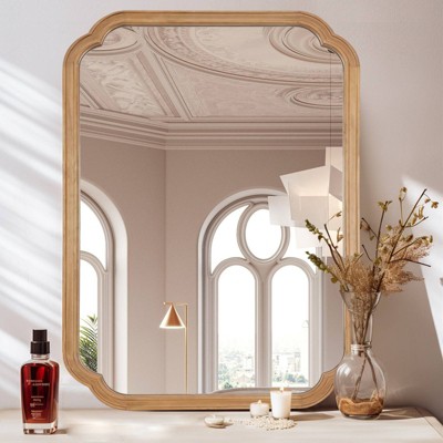 Natural Wood Scalloped Edge Wall Mirror 30" x 40"