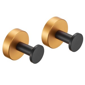HANPURE Round Base Wall Hooks, Black Gold Towel Hook, 4 Pack, for Entry, Wardrobe, Bathroom, Bedroom Furniture - 1 of 4