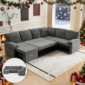 VINGLI Convertible Sofa Bed Couches for Living Room Sleeper Sofa with Pull Out Couch Bed L-Shape Sectional Couch with Storage Chaise, USB Charging - 1 of 4