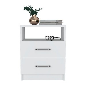 NicBex Nightstand with 2 Drawers and Metal Handles Contemporary Bedside Table with Open Shelf for Bedroom,Living Room - 1 of 4