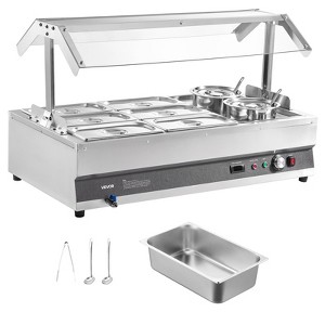 VEVOR Electric Soup Warmer, Two 6.34QT Pots & Six 1/3 Pans, Stainless Steel Commercial Food Warmer with 86~185°F Adjustable Temp, Silver - 1 of 4