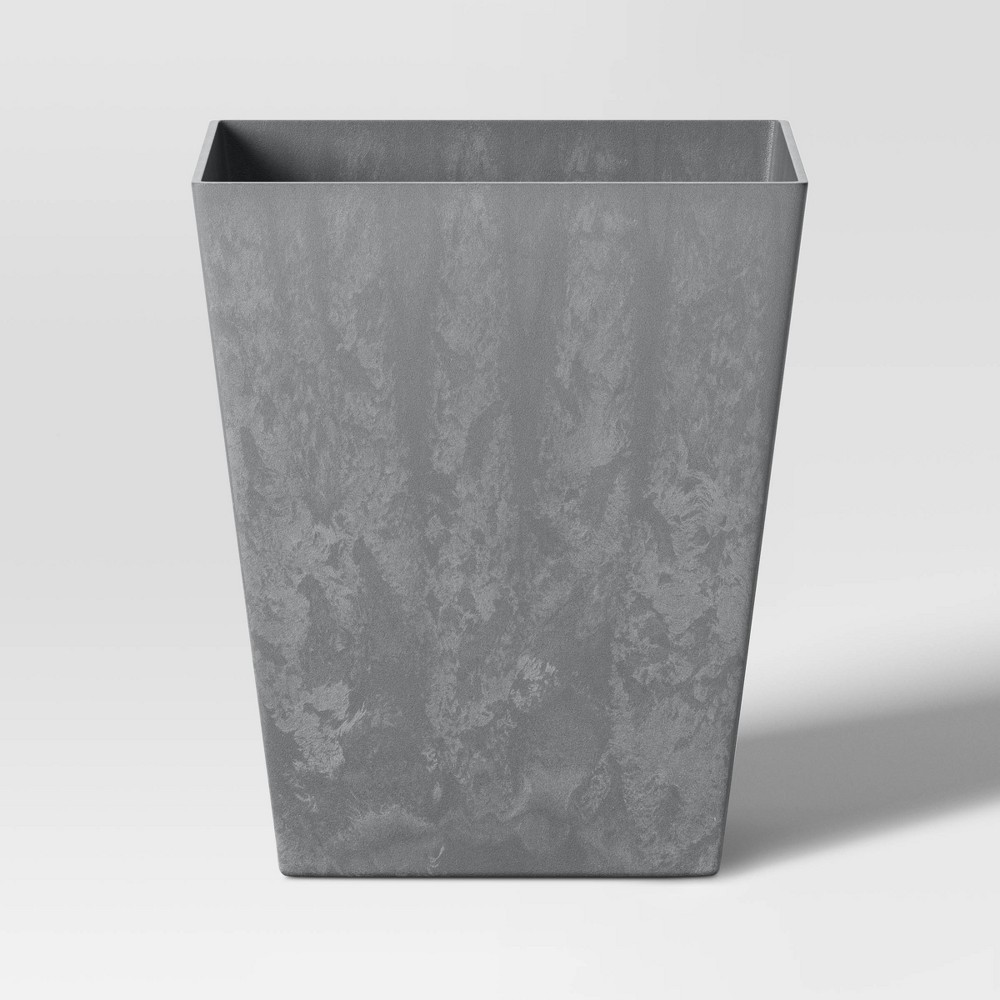 2 piece) Square Composite Indoor Outdoor Planter Pot 12"x12"x14" Charcoal Gray - Threshold™