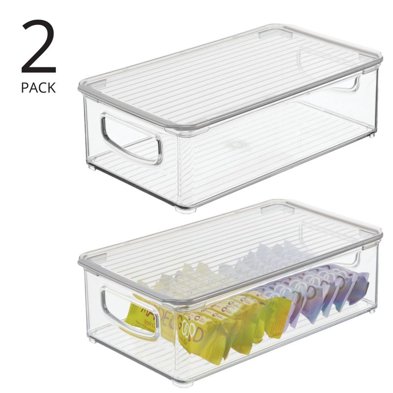 mDesign Plastic Storage Bin Box Container, Lid and Handles, 2 of 9