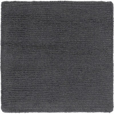 Charcoal Gray High Pile Wool Rectangular Rug 7'6" x 9'6"