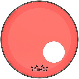 Remo Powerstroke P3 Resonant Colortone Red Bass Drum Head With 5" Offset Hole - 1 of 2