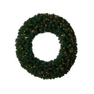 Nearly Natural 48-in Large Artificial Christmas Wreath with 714 Bendable Branches and 200 Warm White LED Lights - 1 of 3