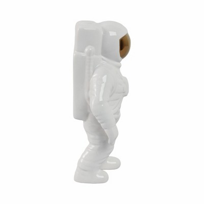 White and Gold Ceramic Astronaut Figurine 11" Wall Mounted