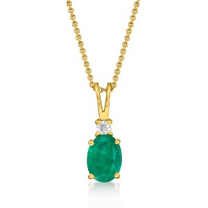 Ross-Simons 0.80 Carat Emerald Pendant Necklace With Diamond Accent in 14kt Yellow Gold - 1 of 3