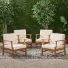 GDFStudio Abena Outdoor Acacia Wood Club Chairs with Cushions (Set of 4) - 2 of 4