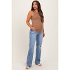 Pinkblush Light Blue Distressed Knee Slim Fit Wide Leg Maternity Jeans - 2 of 4