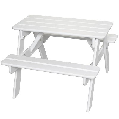 Little Colorado Handcrafted Knotty Pine Solid Wood Toddler Picnic Table for Indoor Play or Outdoor Furniture Use with Easy Assembly, White