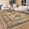 Large Machine Washable Rug with Non-Slip Backing Stain-Resistant Oriental Medallion Accent Rugs for Living Room Dining Room Bedroom Office Playroom - 2 of 4