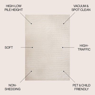 Aarhus Ivory Synthetic Striped 3' x 5' Indoor/Outdoor Rug