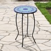 Northlight 19" Blue Sun Mosaic Glass Patio Side Table - image 2 of 4