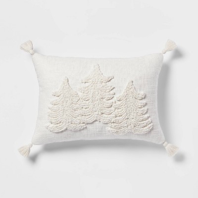 14"x20" Christmas Tufted Tree Oblong Decorative Throw Pillow Cream - Threshold™