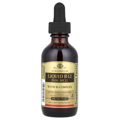 Solgar Liquid B-12, Sublingual, 2,000 mcg, 2 fl oz (59 ml)
