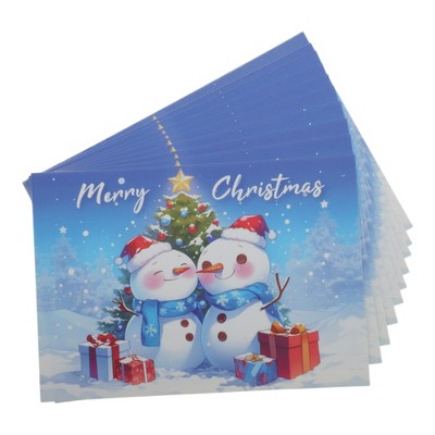 Unique Bargains Christmas Greeting Card Blue White 4.5x3.1 Inch 10 Pcs