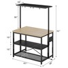 Kitchen Island with Storage, Bakers Rack with Power Outlet, Island Table for Kitchen,3 Tier Microwave Stand Oven Shelf,Large Coffee Bar Table, Storage - 3 of 4
