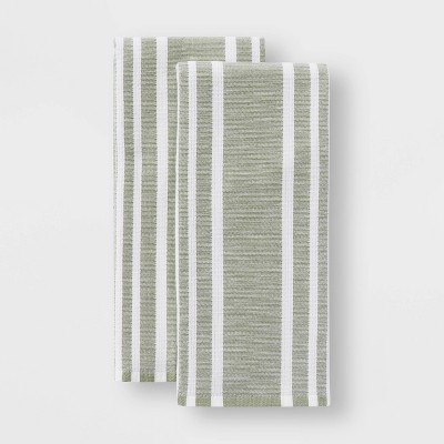 Dual Sided Terry Kitchen Towel Sage Green/Cream - Figmint™