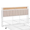 Queen Size Metal Platform Bed Frame with Twin size trundle, Upholstered headboard, Sockets, USB Ports and Slat Support, No Box Spring Needed - 4 of 4