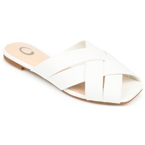 Journee Collection Womens Haize Tru Comfort Foam Slide Low Block Heel Sandals White 6 - 1 of 4
