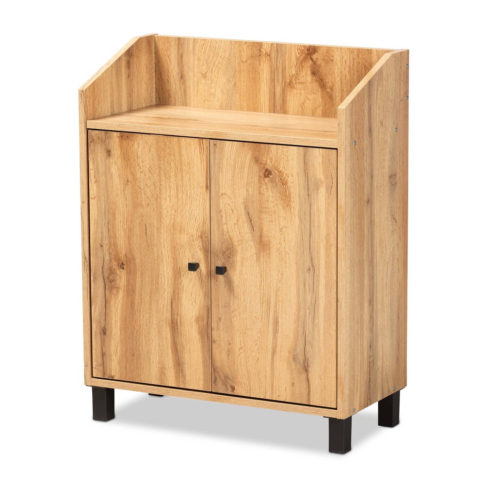 Rossin Wood 2 Door Entryway Shoe Cabinet Oak Brown - Baxton Studio