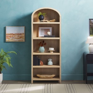 Modern 5 Shelf Open Arched Bookshelf - Black - 1 of 4