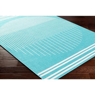 Heathr 5'3" Square Blue and White Synthetic Outdoor Area Rug